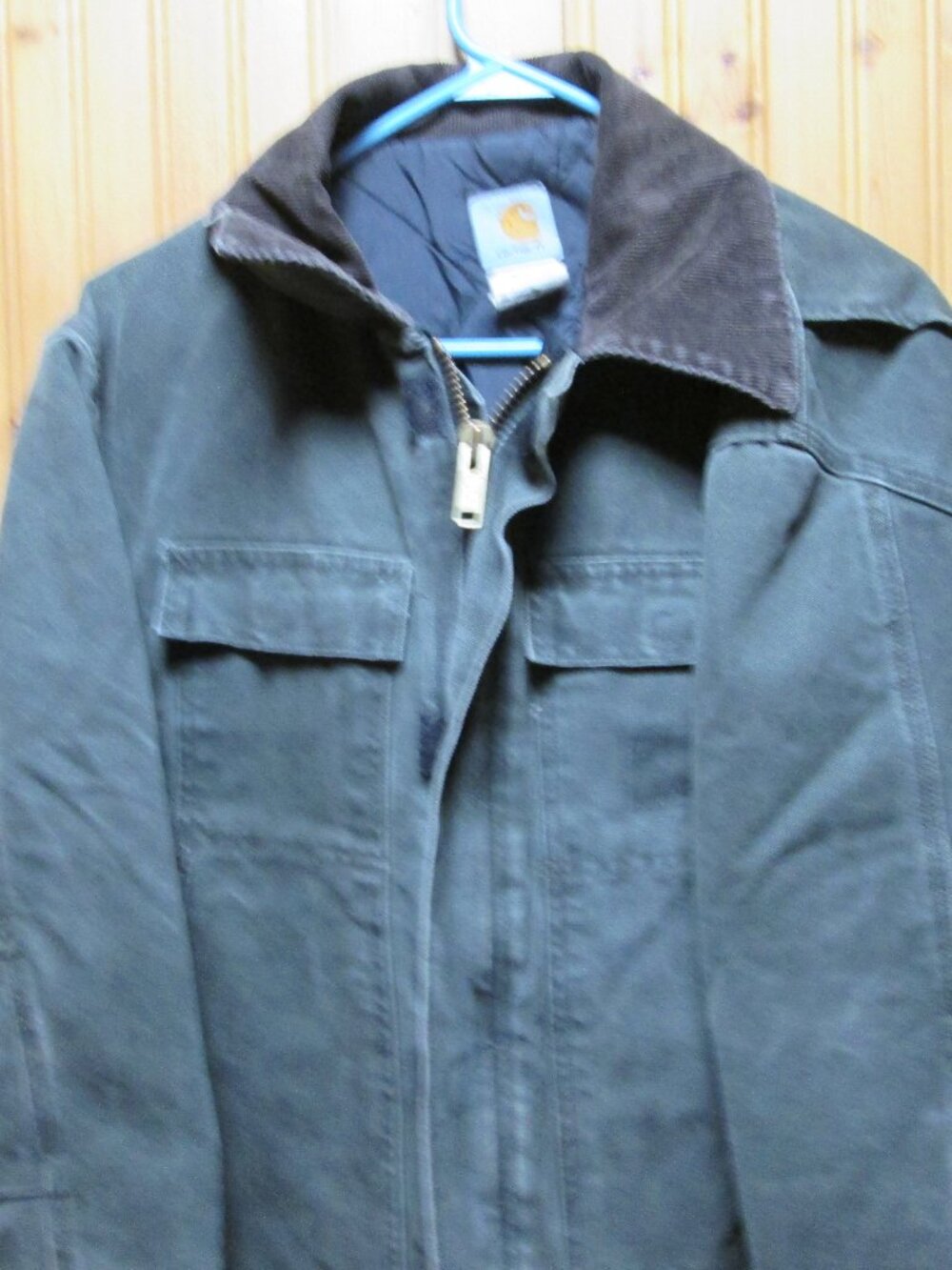 Carha chore coat lg green quilted winter carhartt corduroy collar